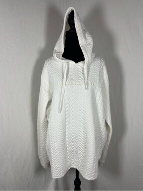 Quilted White Hoodie
